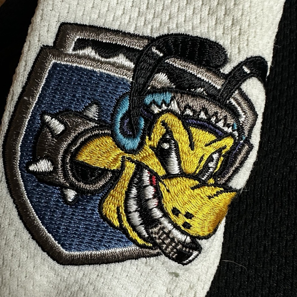 Vintage Y2K Disney World Pluto Ice Hounds Hockey Jersey Kids XL Black Blue K9 - Picture 9 of 9